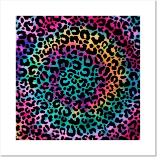 Cute Rainbow Tie Dye Boho Leopard Print Posters and Art